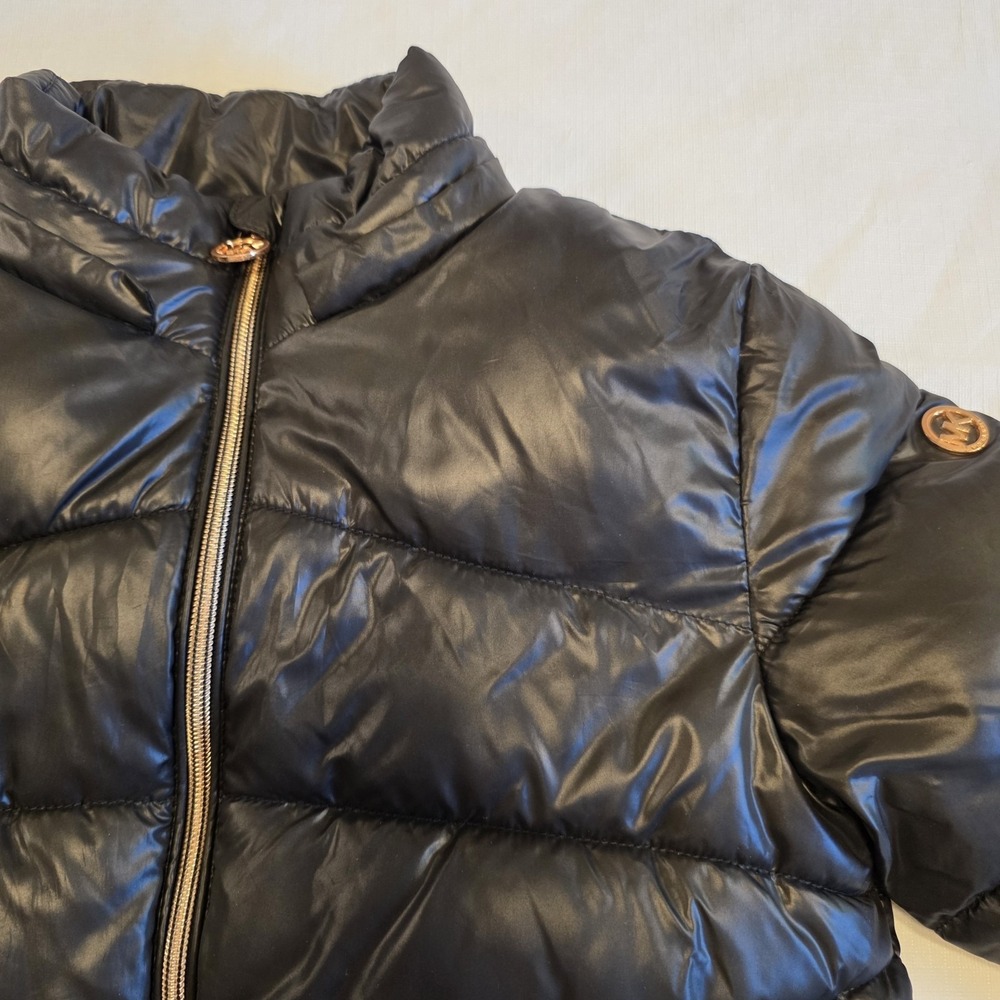Puffer Juniors girls Michael Kors Size 14 Black Jacket Gold Zip Warm Winter Coat - Picture 4 of 8